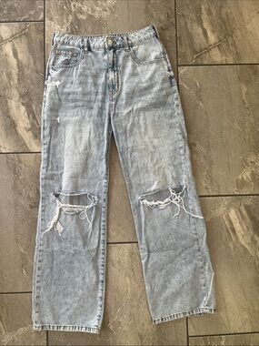 🤍 Pilcro Jeans Distressed Light Wash Size 27 Boyfriend Relaxed Fit Wide Leg